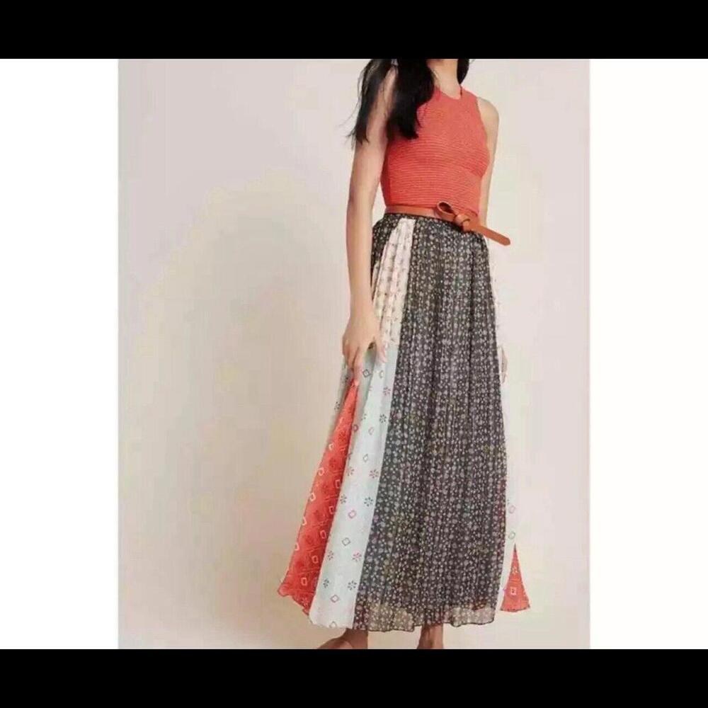 Anthropologie Verb by Pallavi Singhee Margot Pleated Maxi‎ Skirt Sz 12